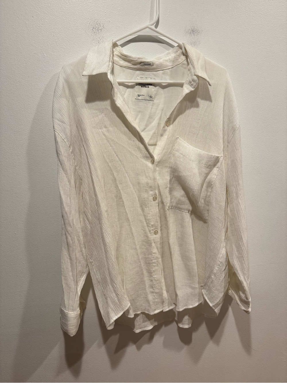 Abercrombie & Fitch Oversized Crinkle Textured Button-Down Shirt